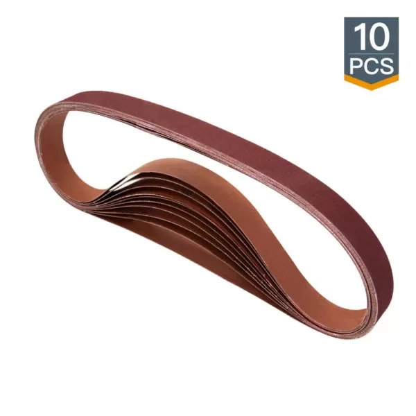 POWERTEC 1 in. x 42 in. 240-Grit Aluminum Oxide Sanding Belt (10-Pack)