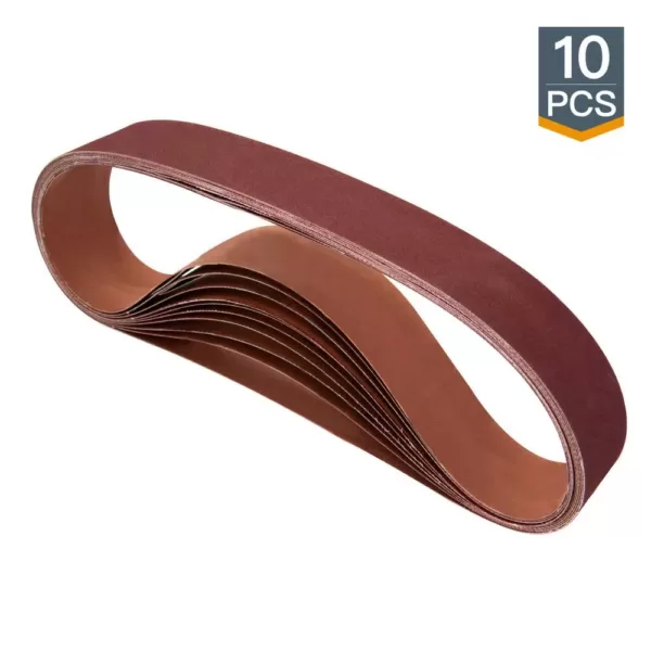 POWERTEC 2 in. x 42 in. 80-Grit Aluminum Oxide Sanding Belt (10-Pack)