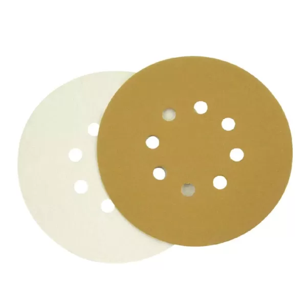 POWERTEC 6 in. 8 Hole 60-Grit Hook and Loop Sanding Discs in Gold (50-Pack)