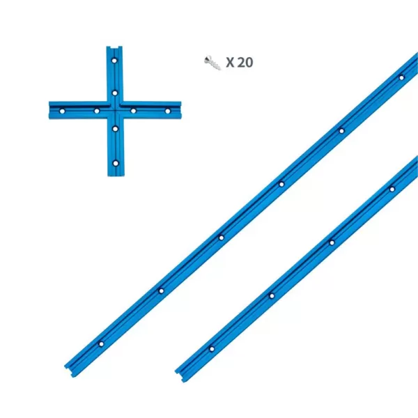 POWERTEC 24 in. Double-Cut Profile Universal T-Track with Intersection Kit and Wood Screws