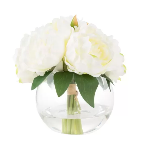 Pure Garden 8 in. Rose Artificial Floral Cream Arrangement