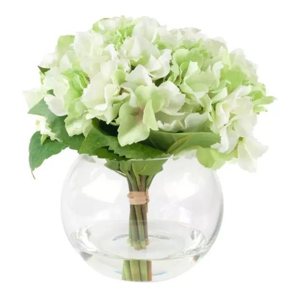 Pure Garden 9 in. Hydrangea Floral Green Arrangement