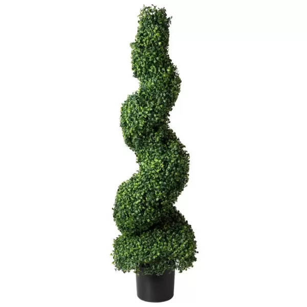 Pure Garden 50 in. Artificial Boxwood Spiral Topiary Tree