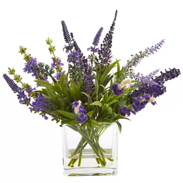 Nearly Natural 16 in. W Lavender Wreath and 12 in. H Lavender Arrangement (Set of 2)