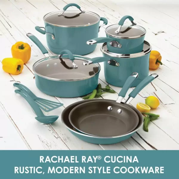 Rachael Ray Cucina 0.75 qt. Aluminum Nonstick Saucier in Blue