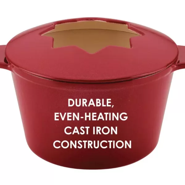 Rachael Ray Cast Iron Red Shimme Fondue Pot Set, 1.5-Quart