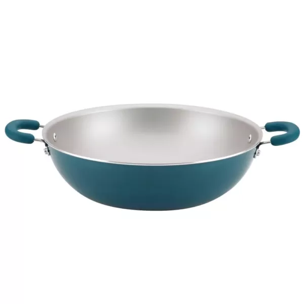 Rachael Ray Create Delicious Aluminum Nonstick Wok, 14.25-Inch, Teal Shimmer