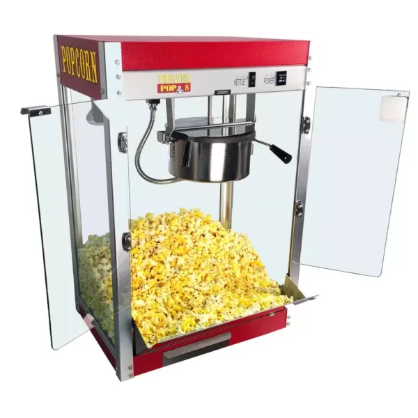 Paragon Theater Pop 8 oz. Red Stainless Steel Countertop Popcorn Machine