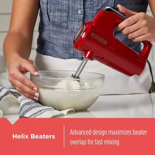 BLACK+DECKER Helix Performance Premium 5-Speed Mixer Red Hand Mixer