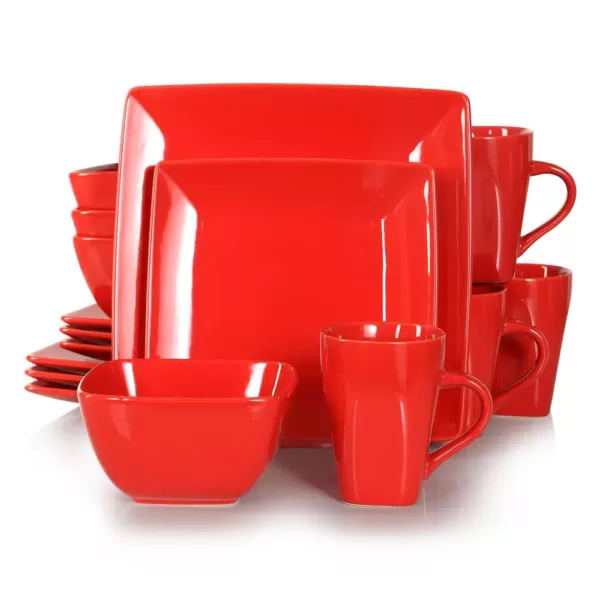 Boyel Living 16- Piece Modern Solid Color Red Porcelain Dinnerware Sets (Service for Set for 4)