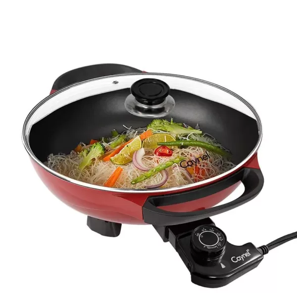 Boyel Living 6.3 in. x 16.9 in. x 13 in. Red 1400-Watt Professional Non-Stick Copper Electric Skillet Jumbo