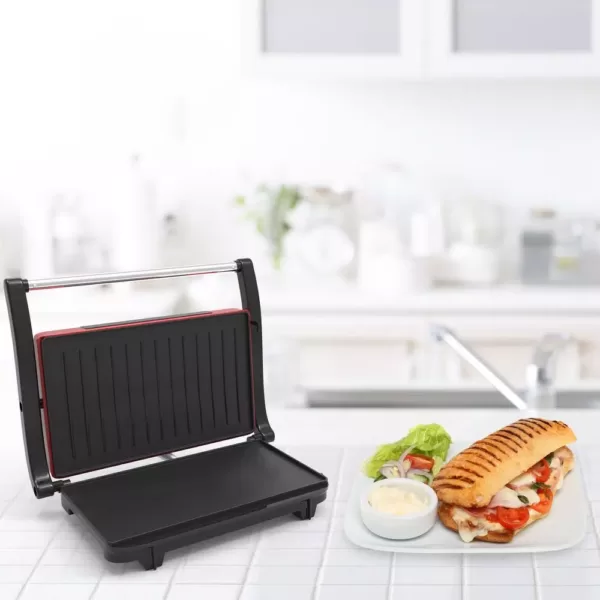 Chef Buddy 760 W Red Non-Stick Panini Press