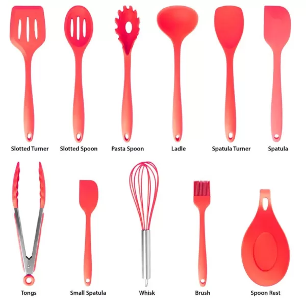 MegaChef Red Silicone Cooking Utensils (Set of 12)