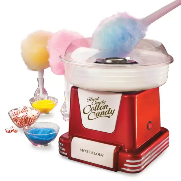 Nostalgia Retro Red Hard and Sugar Free Cotton Candy Maker with Cotton Candy Cones