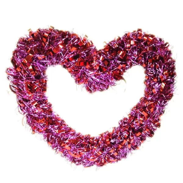 Brite Star 17 in. Valentine Red/Pink Tinsel Curly Wreath