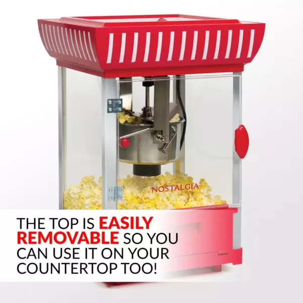 Nostalgia 380 W 2.5 oz. Red Hot Air Popcorn Cart with Easy Mobility