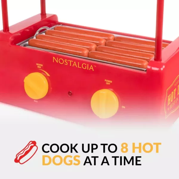 Nostalgia Red 8-Hot Dog Roller and 6-Bun Warmer