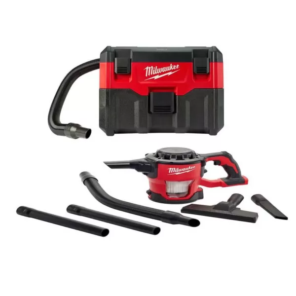 Milwaukee M18 18-Volt 2 Gal. Lithium-Ion Cordless Wet/Dry Vacuum with M18 Compact Vacuum (2-Tool)