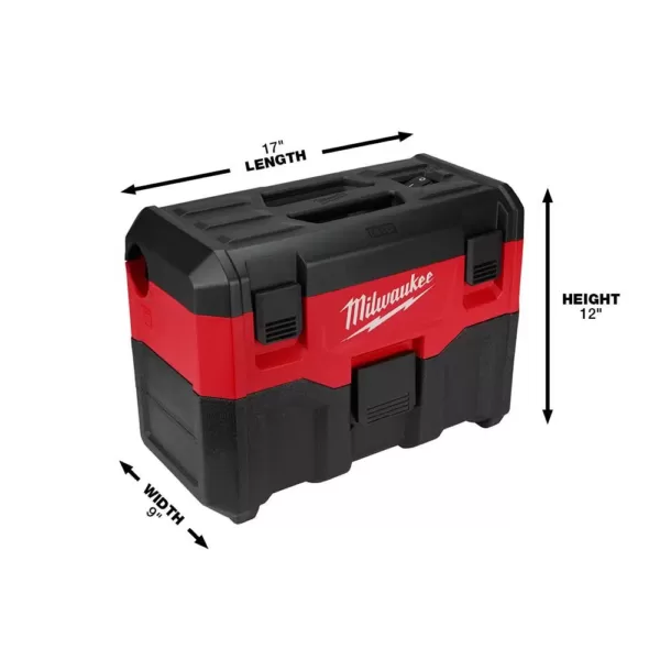 Milwaukee M18 18-Volt 2 Gal. Lithium-Ion Cordless Wet/Dry Vacuum W/ Extra Wet/Dry HEPA Filter