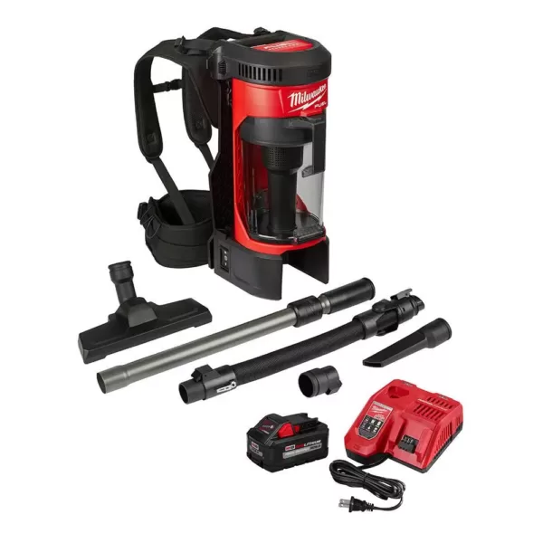 Milwaukee M18 Fuel 18-Volt Lithium-Ion Brushless Cordless 1 Gal. 3-in-1 Backpack Vacuum Kit and One 8.0 Ah Battery and Accessories