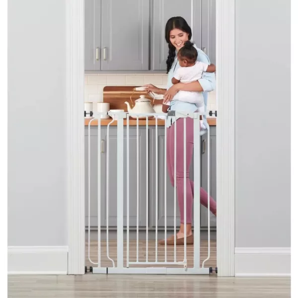 Regalo 41" White Metal Easy Step Extra Tall Walk-Through Gate