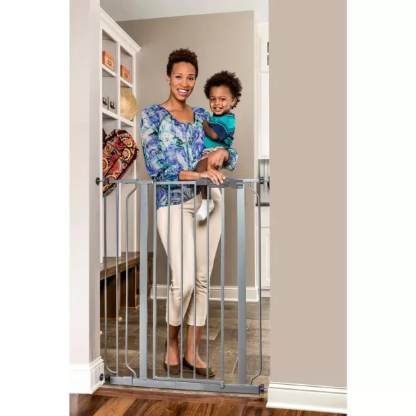 Regalo 41 in. Easy Step Extra Tall Platinum Metal Walk Through Gate