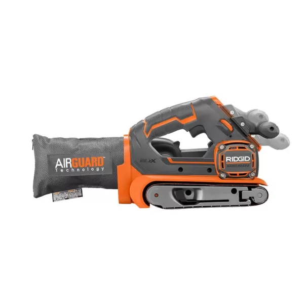 RIDGID 18-Volt GEN5X Cordless Brushless 3 in. x 18 in. Belt Sander (Tool Only) with Dust Bag and (1) 80 Grit Sanding Belt