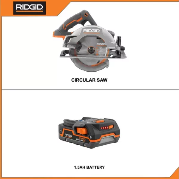 RIDGID 18-Volt Cordless Brushless 7-1/4 in. Circular Saw with 1.5 Ah Lithium-Ion Battery