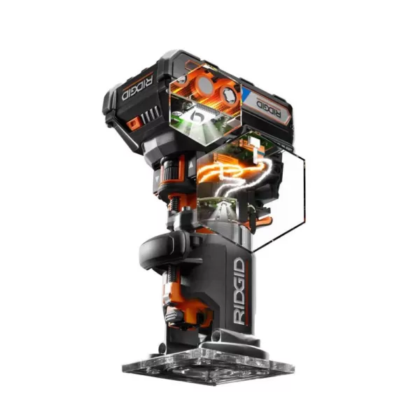 RIDGID 18-Volt OCTANE Fixed Base Router with 1/4 in. Bit with 18-Volt Lithium-Ion 4.0 Ah Battery and Charger Kit