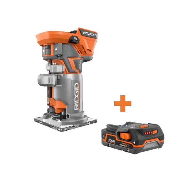 RIDGID 18-Volt Cordless Brushless 1/4 in. Compact Router with 1.5 Ah Lithium-Ion Battery