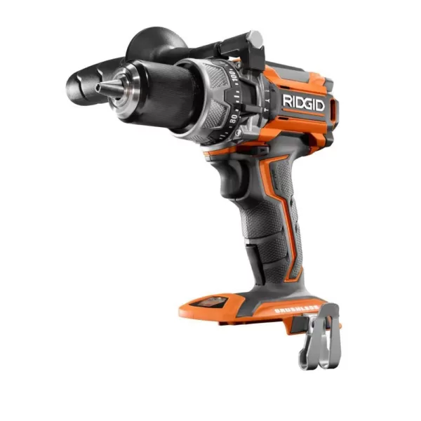 RIDGID 18-Volt Lithium-Ion Cordless Brushless 1/2 in. Compact Hammer Drill Kit with (2) 2.0 Ah Batteries, Charger, and Bag