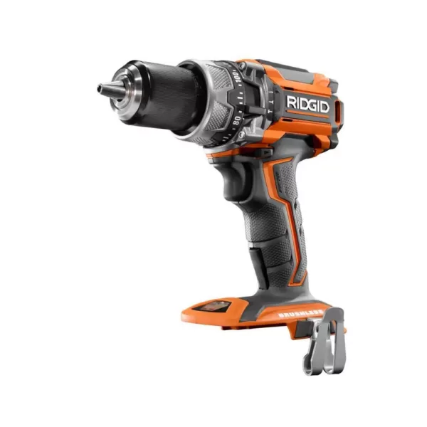 RIDGID 18-Volt Lithium-Ion Cordless Brushless 1/2 in. Compact Hammer Drill Kit with (2) 2.0 Ah Batteries, Charger, and Bag