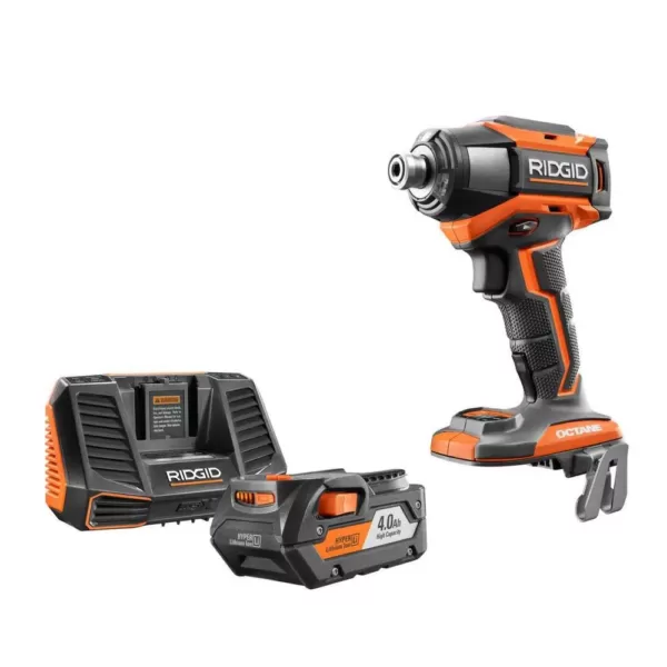 RIDGID 18-Volt OCTANE 6-Mode 1/4 in. Impact Drill with 18-Volt Lithium-Ion 4.0 Ah Battery and Charger Kit