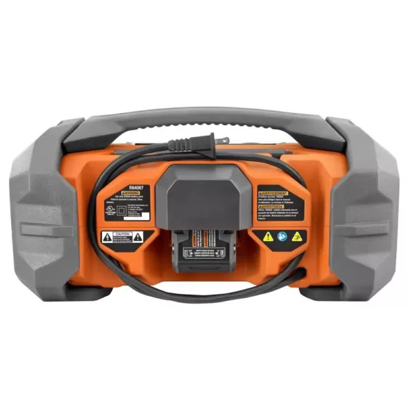 RIDGID 18-Volt Hybrid Jobsite Radio with 18-Volt Lithium-Ion 2.0 Ah Battery and Charger Kit