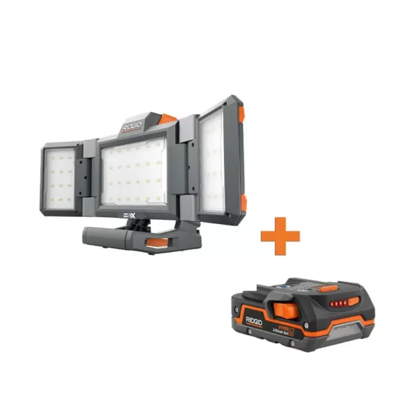 RIDGID 18-Volt Cordless Hybrid Folding Panel Light with 1.5 Ah Lithium-Ion Battery