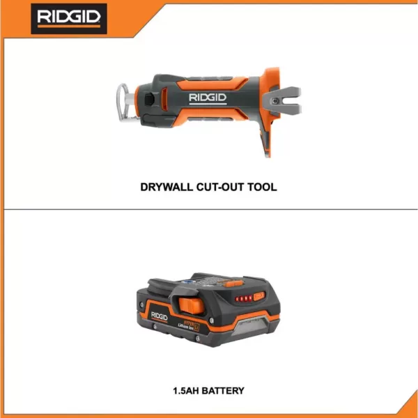 RIDGID 18-Volt Cordless Drywall Cut-Out Tool with 1.5 Ah Lithium-Ion Battery