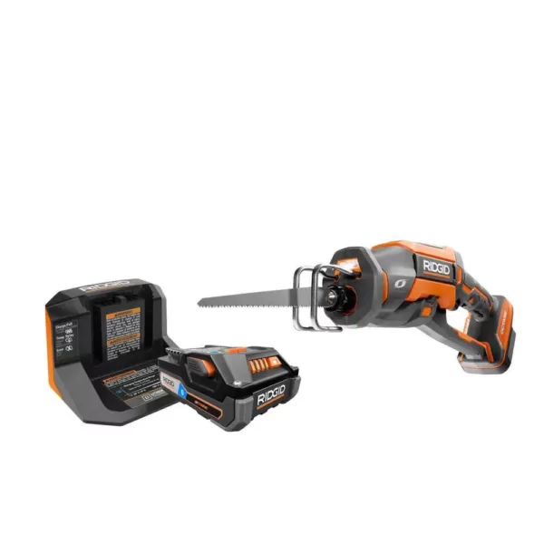 RIDGID 18-Volt OCTANE Cordless Brushless One-Handed Reciprocating Saw Kit with (1) OCTANE Bluetooth 3.0 Ah Battery and Charger