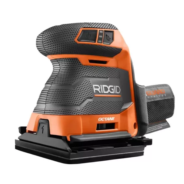 RIDGID 18-Volt OCTANE Cordless Brushless 3-Speed 1/4 Sheet Sander with 18-Volt 2.0 Ah Lithium-Ion Battery and Charger Kit