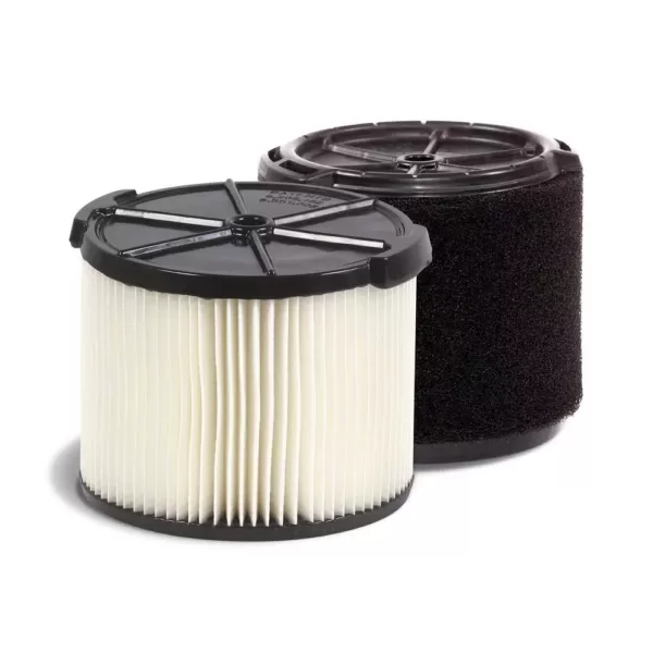 RIDGID Standard Pleated Paper Filter and Wet Application Foam Filter for 3 to 4.5 Gal. RIDGID Wet/Dry Shop Vacuums