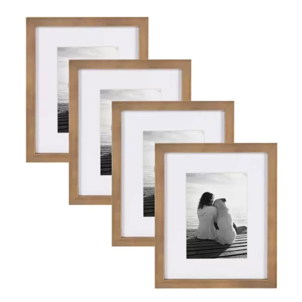 DesignOvation Gallery 8 in. x 10 in. Matted to 5 in. x 7 in. Rustic Brown Wood Picture Frame (Set of 4)