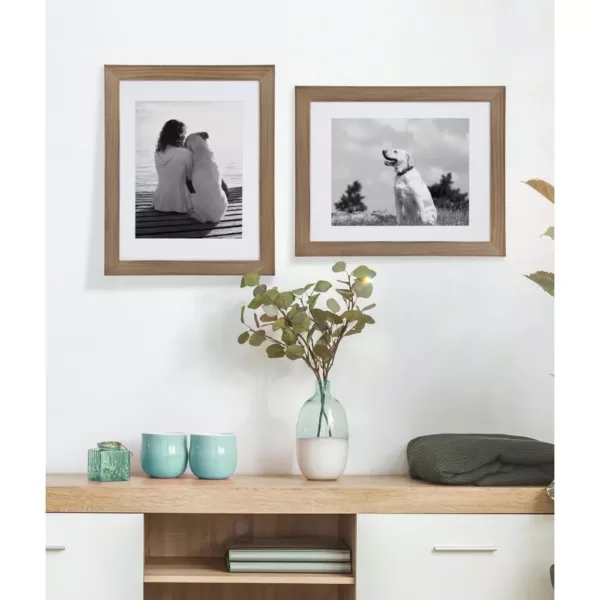 DesignOvation Museum 14 in. x 18 in. Matted to 11 in. x 14 in. Rustic Brown Picture Frame (Set of 2)