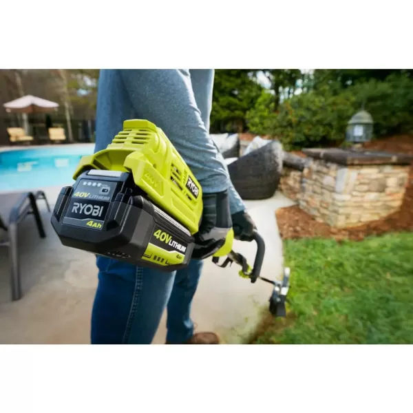 RYOBI 40-Volt Lithium-Ion Cordless Attachment Capable String Trimmer and Hedge Trimmer, 4.0 Ah Battery and Charger Included