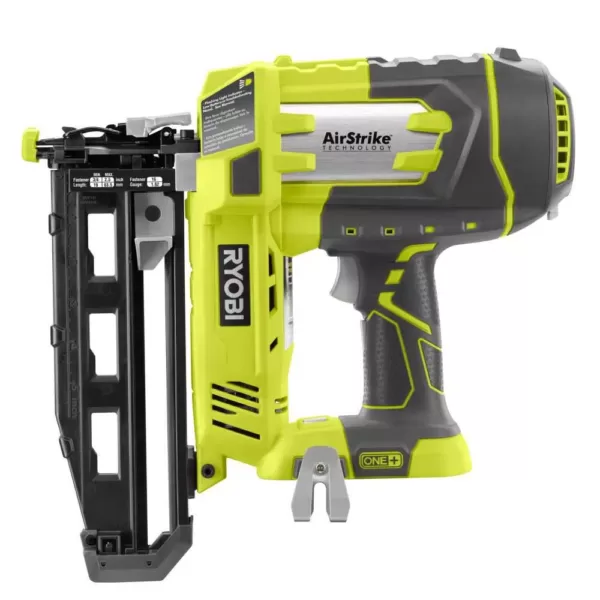 RYOBI 18-Volt ONE+ Lithium-Ion Cordless AirStrike 16-Gauge Cordless Straight Finish Nailer (Tool Only) with Sample Nails