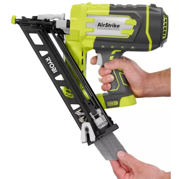 RYOBI 18-Volt ONE+ Lithium-Ion Cordless AirStrike 15-Gauge Angled Nailer Kit with ONE+ Lithium-Ion 2.0 Ah Battery and Charger