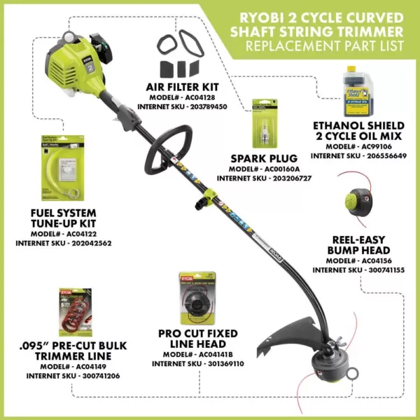 RYOBI 25cc 2-Cycle Attachment Capable Full Crank Curved Shaft Gas String Trimmer