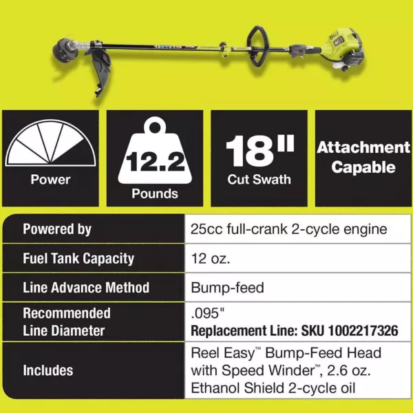 RYOBI 25 cc 2-Cycle Attachment Capable Full Crank Straight Gas Shaft String Trimmer and 25 cc Gas Jet Fan Blower