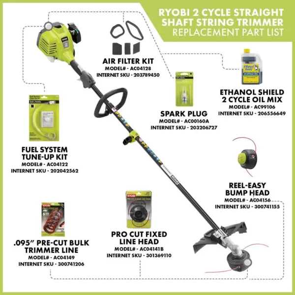 RYOBI 25cc 2-Cycle Attachment Capable Full Crank Straight Gas Shaft String Trimmer