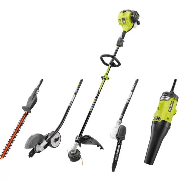 RYOBI 25 cc Gas 2-Cycle Attachment Capable Full Crank Straight Shaft String Trimmer and Ultimate Attachment Kit