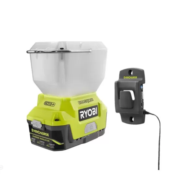 RYOBI 18-Volt ONE+ Cordless EVERCHARGE LED Area Light and Wall Mount Adaptor Charger with 2.0 Ah Battery and Charger Kit