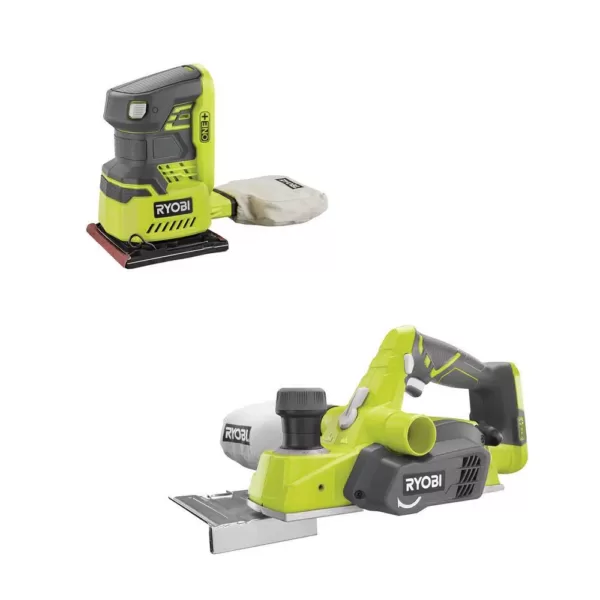 RYOBI 18-Volt ONE+ Cordless 3-1/4 in. Planer and 1/4 Sheet Sander with Dust Bag (Tools Only)